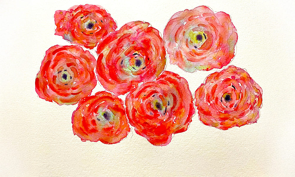 ダリアの水彩画
